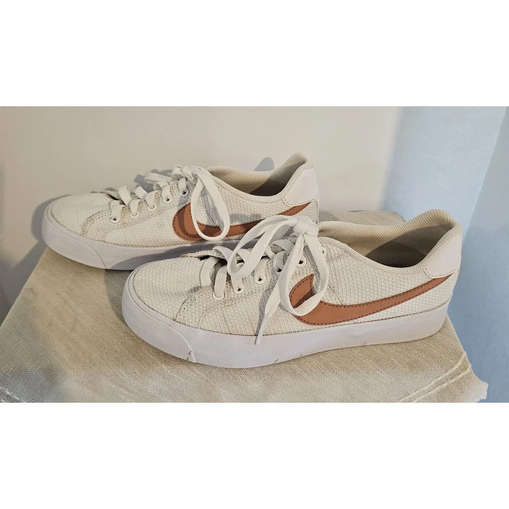 Nike Girls White Lace Up Logo Sneaker 7